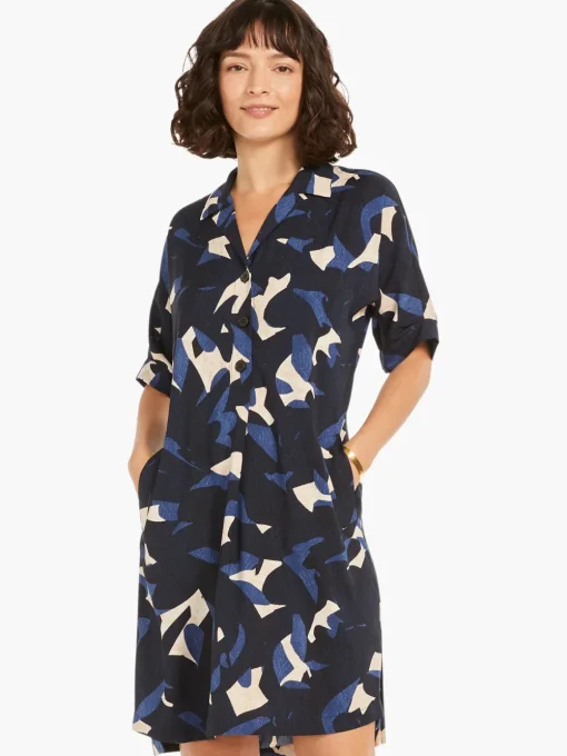 Sale NIC+ZOE Abstract Billow Dress Indigo Multi