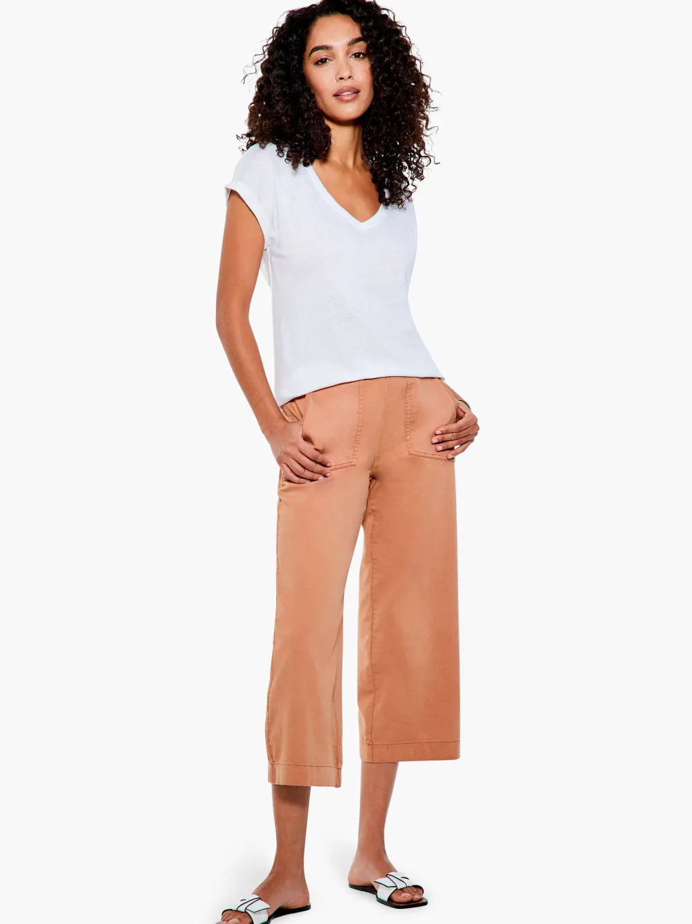 Outlet NIC+ZOE All Day Slim Wide Crop Pant Cloud