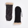 Store NIC+ZOE Amato Shearling Cuff Suede Zipper Mitten Black