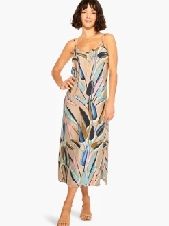 Best NIC+ZOE Banana Leaves Slip Dress Aqua Multi