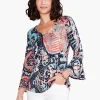 Best Sale NIC+ZOE Batik Stamp Top Indigo Multi