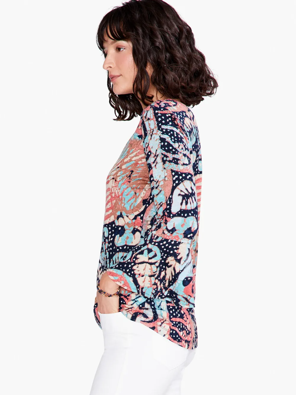 Best Sale NIC+ZOE Batik Stamp Top Indigo Multi