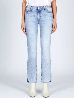 Sale NIC+ZOE Black Orchid Bardot Straight Fray Light Blue