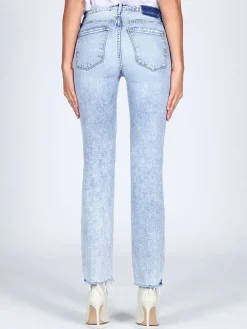 Sale NIC+ZOE Black Orchid Bardot Straight Fray Light Blue