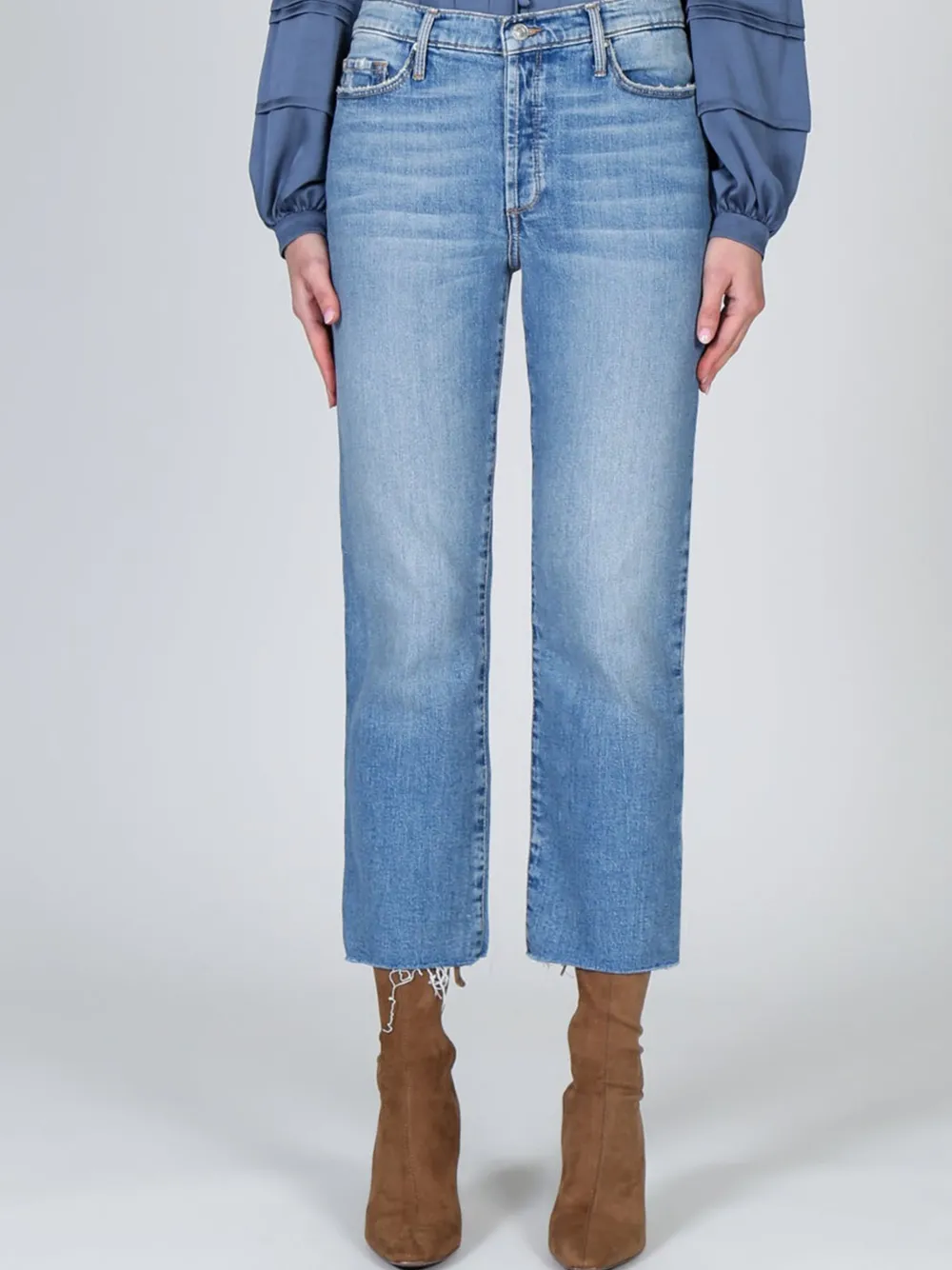 Outlet NIC+ZOE Black Orchid Brooklyn Straight Fray Jeans Medium Blue