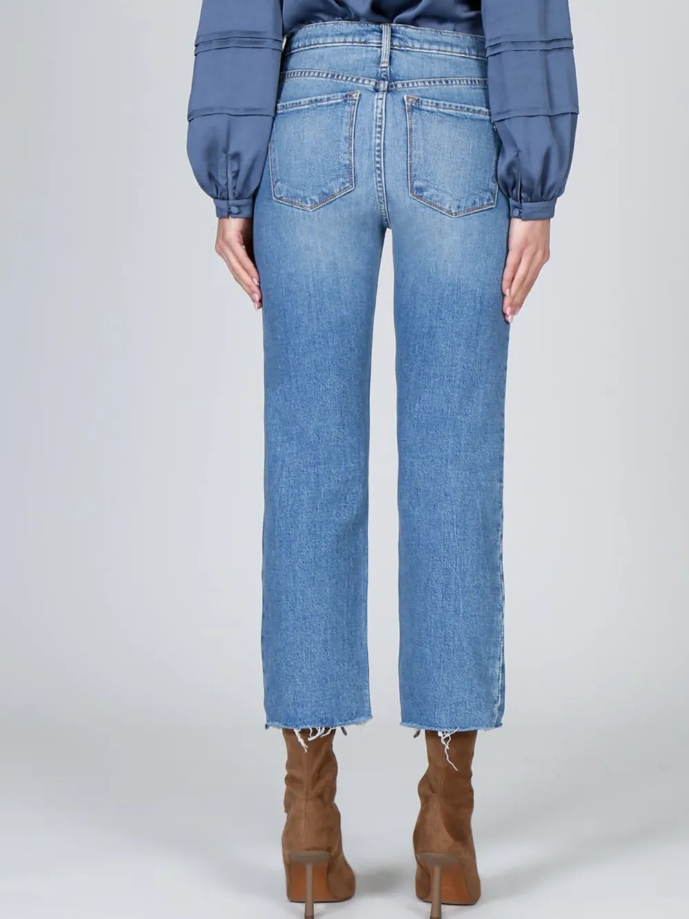 Outlet NIC+ZOE Black Orchid Brooklyn Straight Fray Jeans Medium Blue