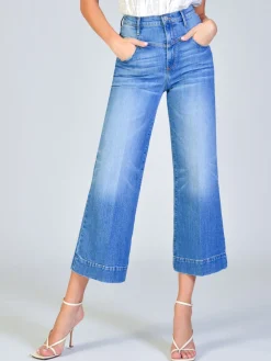 Hot NIC+ZOE Black Orchid Emma Double Yoke Wide Leg Crop Bright Blue