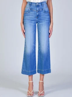 Hot NIC+ZOE Black Orchid Emma Double Yoke Wide Leg Crop Bright Blue