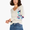 Best NIC+ZOE Blooming Short V Sweater Neutral Multi