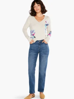 Best NIC+ZOE Blooming Short V Sweater Neutral Multi
