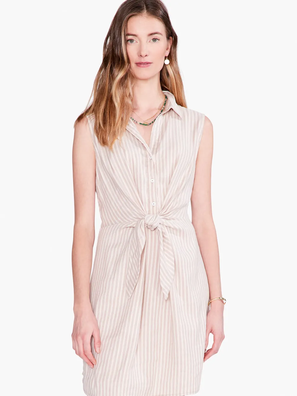 New NIC+ZOE Cafe Tie Front Dress Neutral Multi