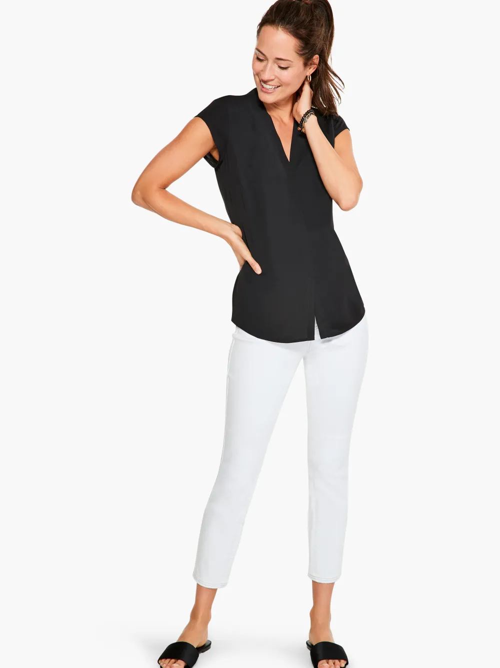 Shop NIC+ZOE Cap Sleeve Day To Night Top Black Onyx