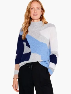 Shop NIC+ZOE Cascading Blues Cashmere Sweater Blue Multi