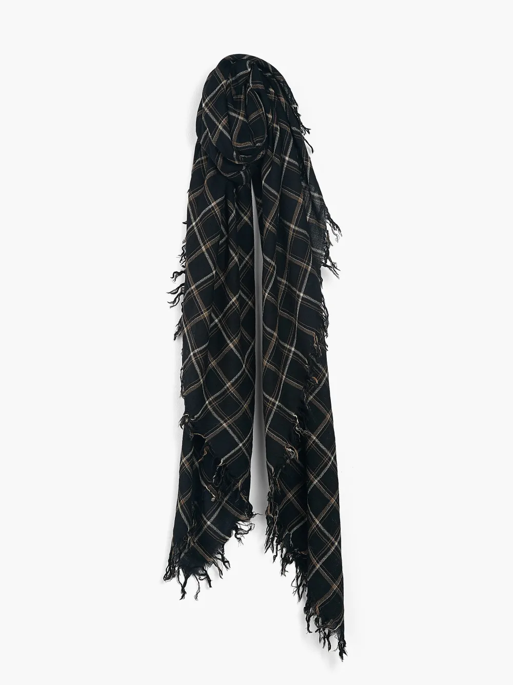 Fashion NIC+ZOE Chan Luu - Plaid Wool Scarf Black Mix