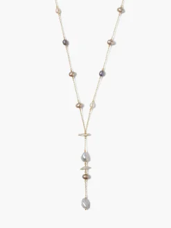 Hot NIC+ZOE Chan Luu Pearl Y-Drop Necklace Grey