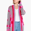 Store NIC+ZOE Checked Away Cardigan Pink Multi