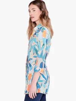 Best Sale NIC+ZOE Citrus Grove Long Crinkle Shirt Blue Multi