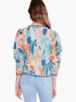 Flash Sale NIC+ZOE Citrus Grove Puff Sleeve Top Blue Multi