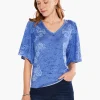 Discount NIC+ZOE Coastline Coral Sweater Blue Multi