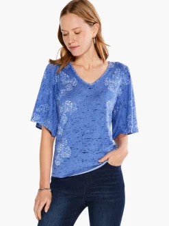 Discount NIC+ZOE Coastline Coral Sweater Blue Multi