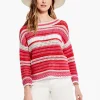 Fashion NIC+ZOE Colorful Crochet Sweater Red Multi
