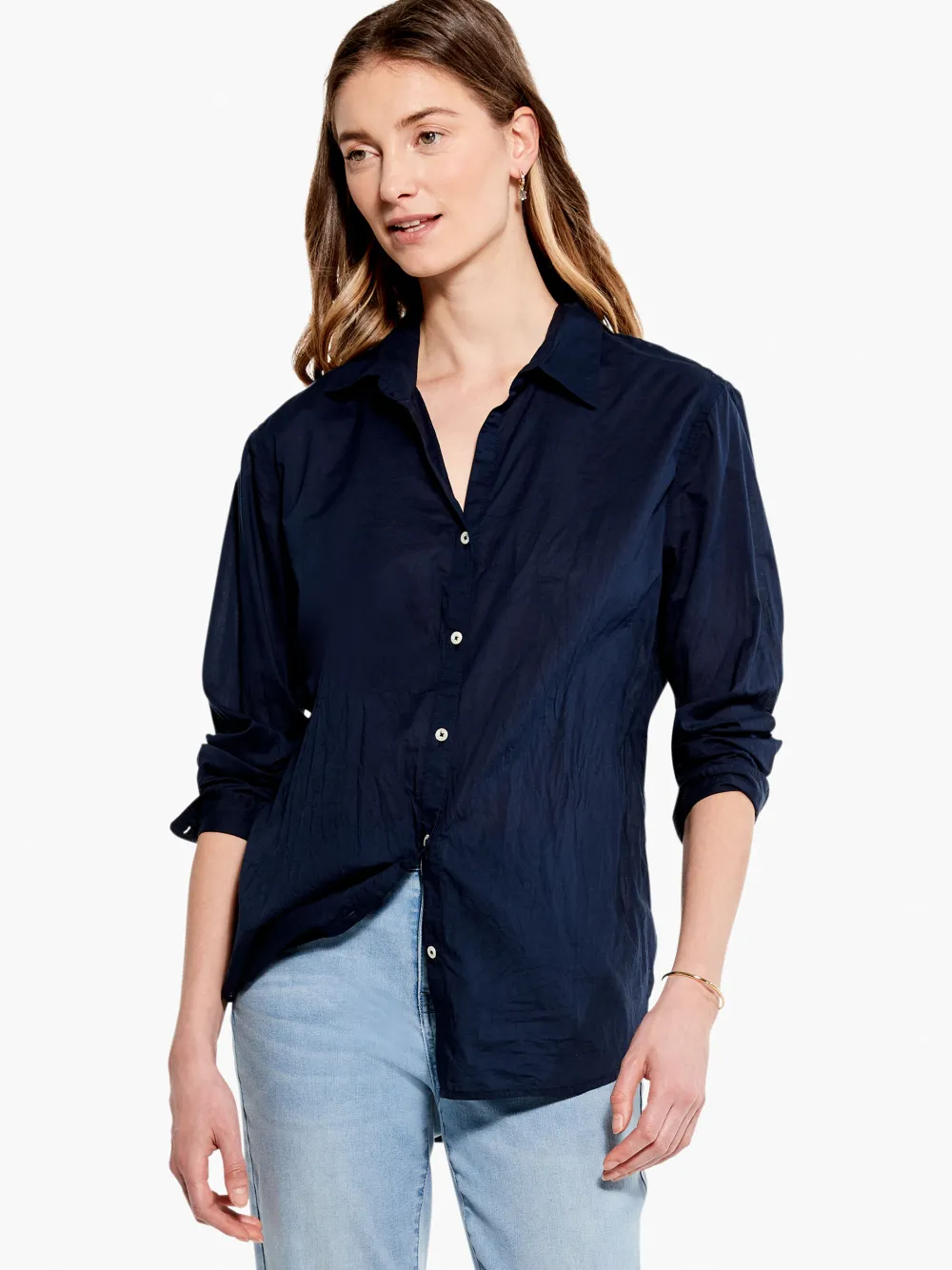 Hot NIC+ZOE Cotton Boyfriend Shirt Dark Indigo