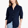 Cheap NIC+ZOE Cotton Boyfriend Shirt Dark Indigo