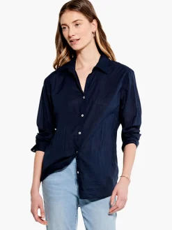 Cheap NIC+ZOE Cotton Boyfriend Shirt Dark Indigo