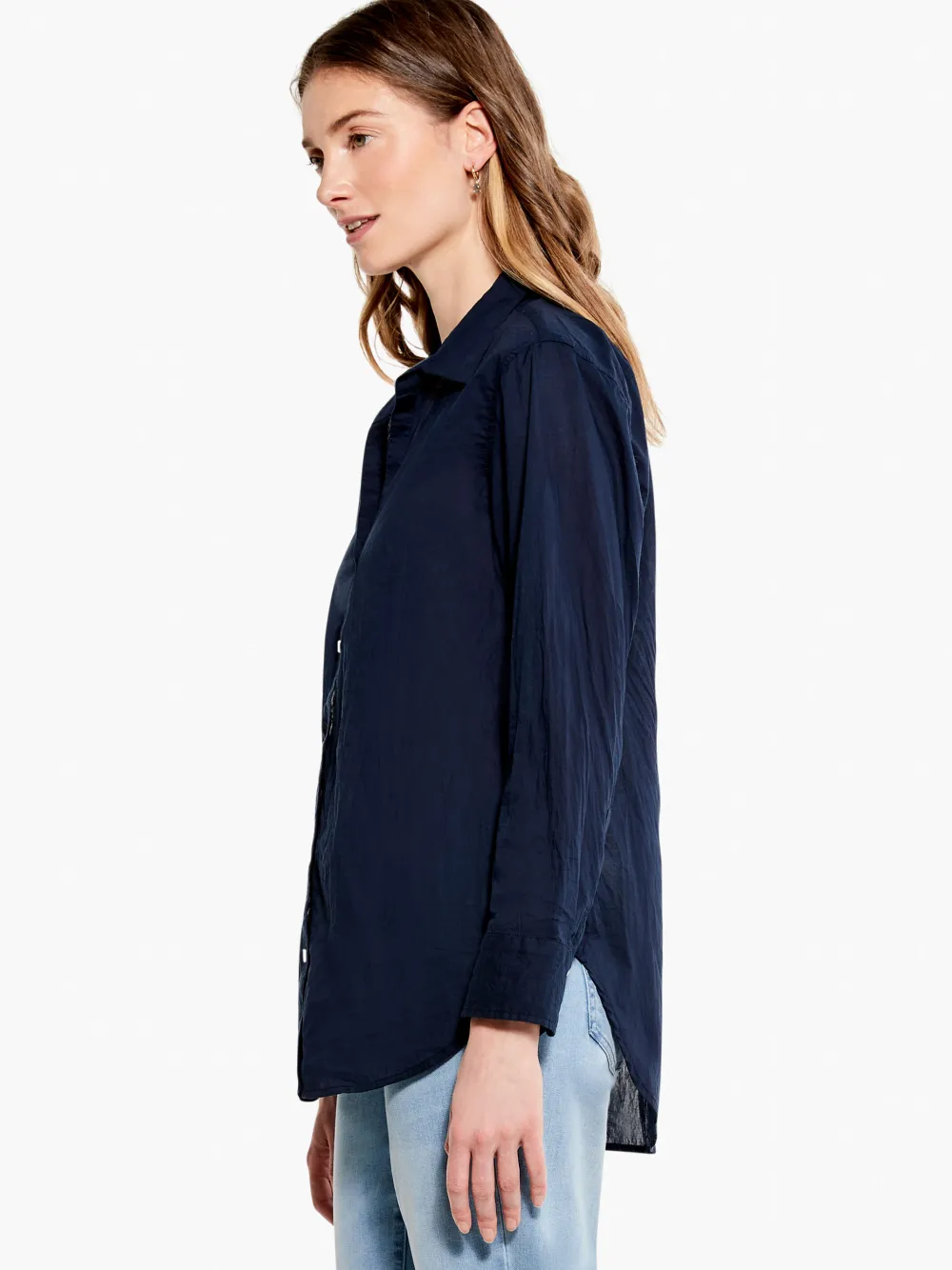 Hot NIC+ZOE Cotton Boyfriend Shirt Dark Indigo