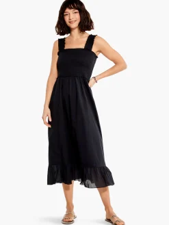 Clearance NIC+ZOE Cotton Lawn Smocked Dress Black Onyx