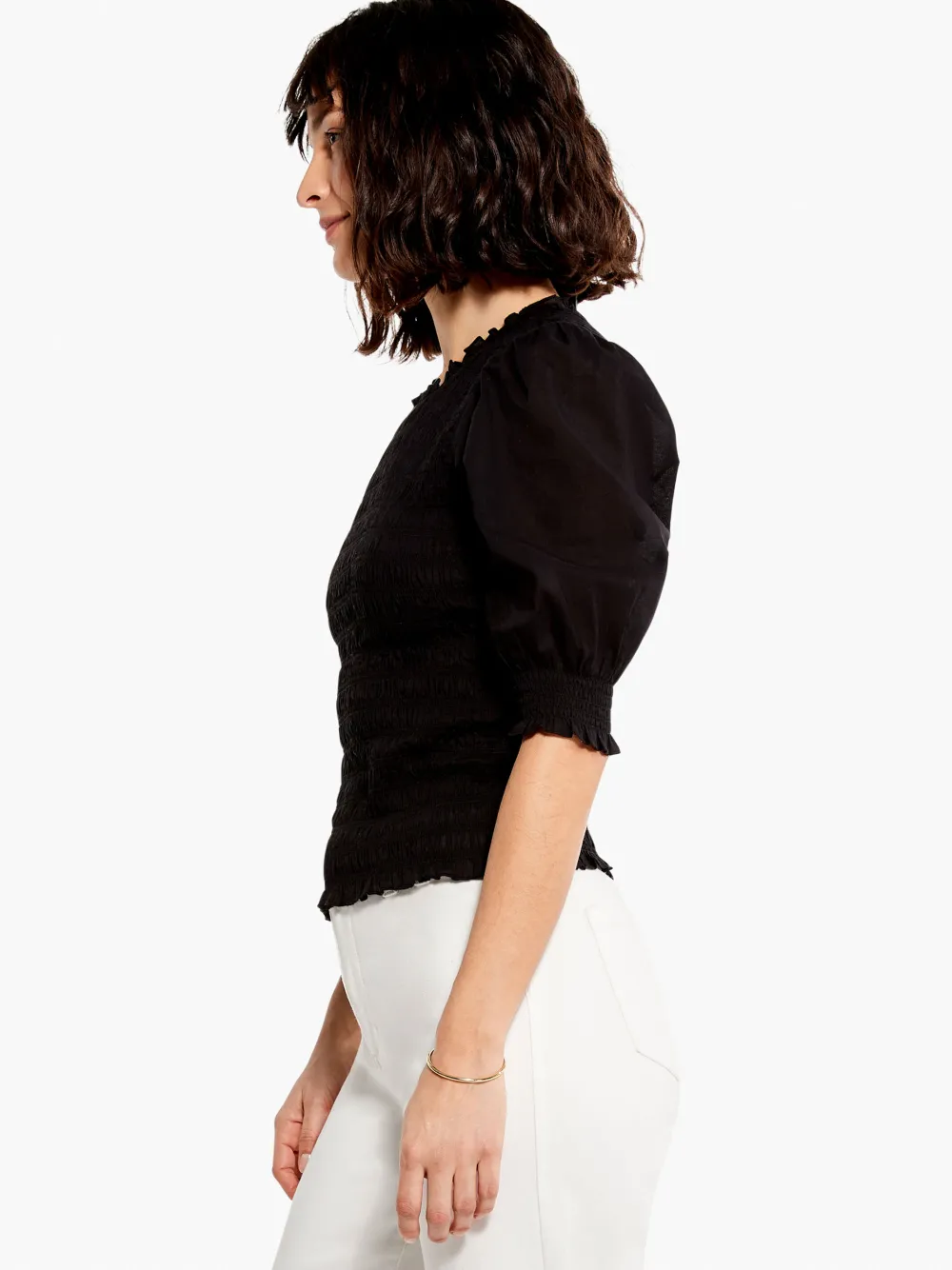 Discount NIC+ZOE Cotton Lawn Smocked Top Black Onyx