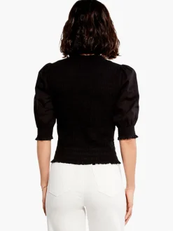 Discount NIC+ZOE Cotton Lawn Smocked Top Black Onyx