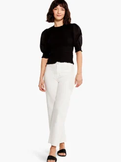Discount NIC+ZOE Cotton Lawn Smocked Top Black Onyx