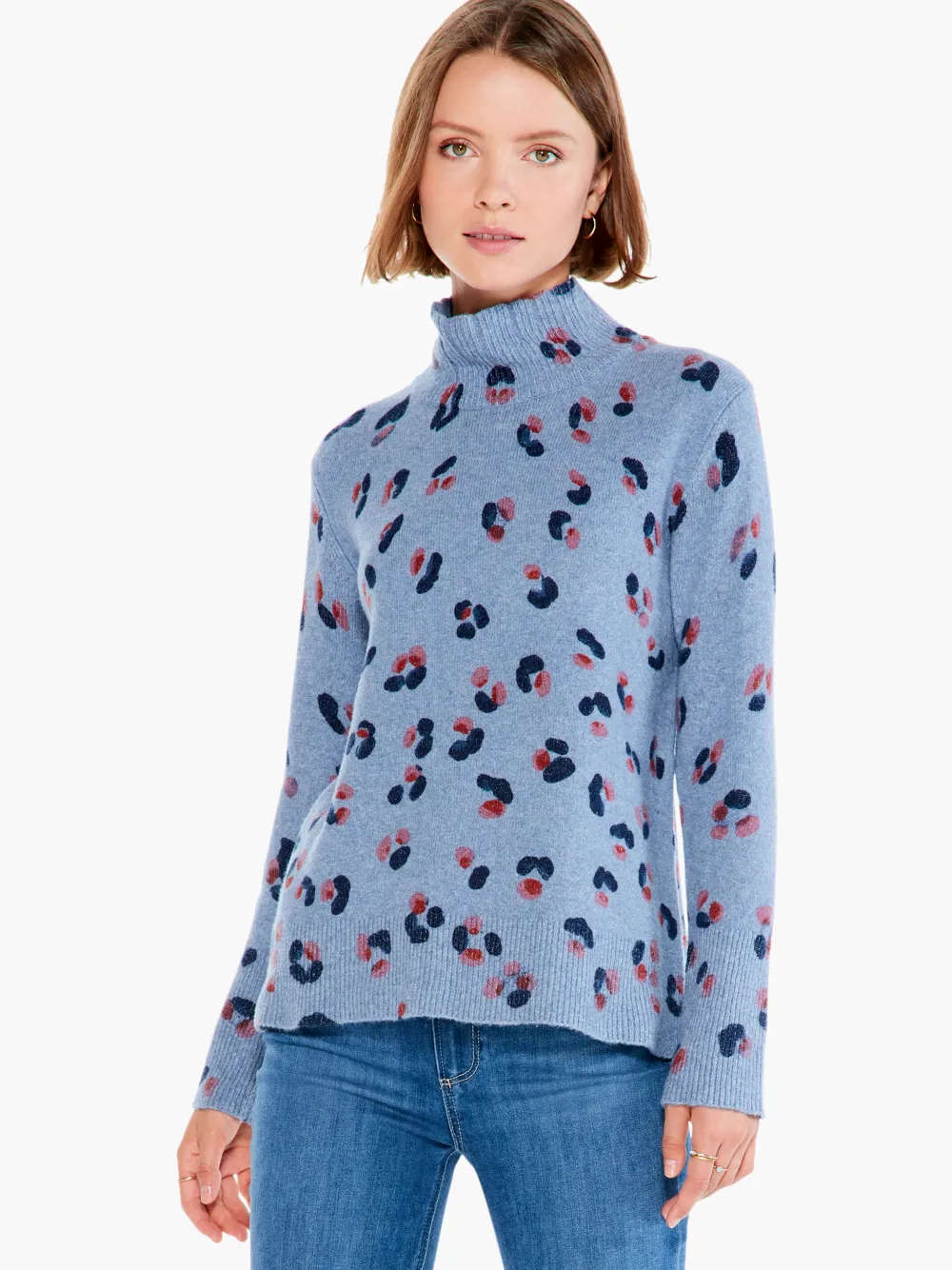 Cheap NIC+ZOE Cozy Up Tracks Turtleneck Sweater Blue Multi
