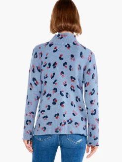 Cheap NIC+ZOE Cozy Up Tracks Turtleneck Sweater Blue Multi