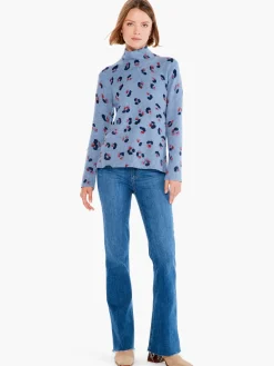 Cheap NIC+ZOE Cozy Up Tracks Turtleneck Sweater Blue Multi