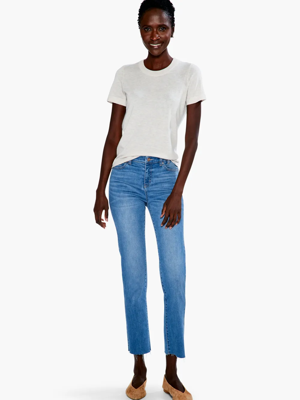 Best Sale NIC+ZOE Crew Neck Short Sleeve Sweater Tee Aqua