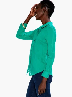 Cheap NIC+ZOE Crinkle Shirt Bright Jade