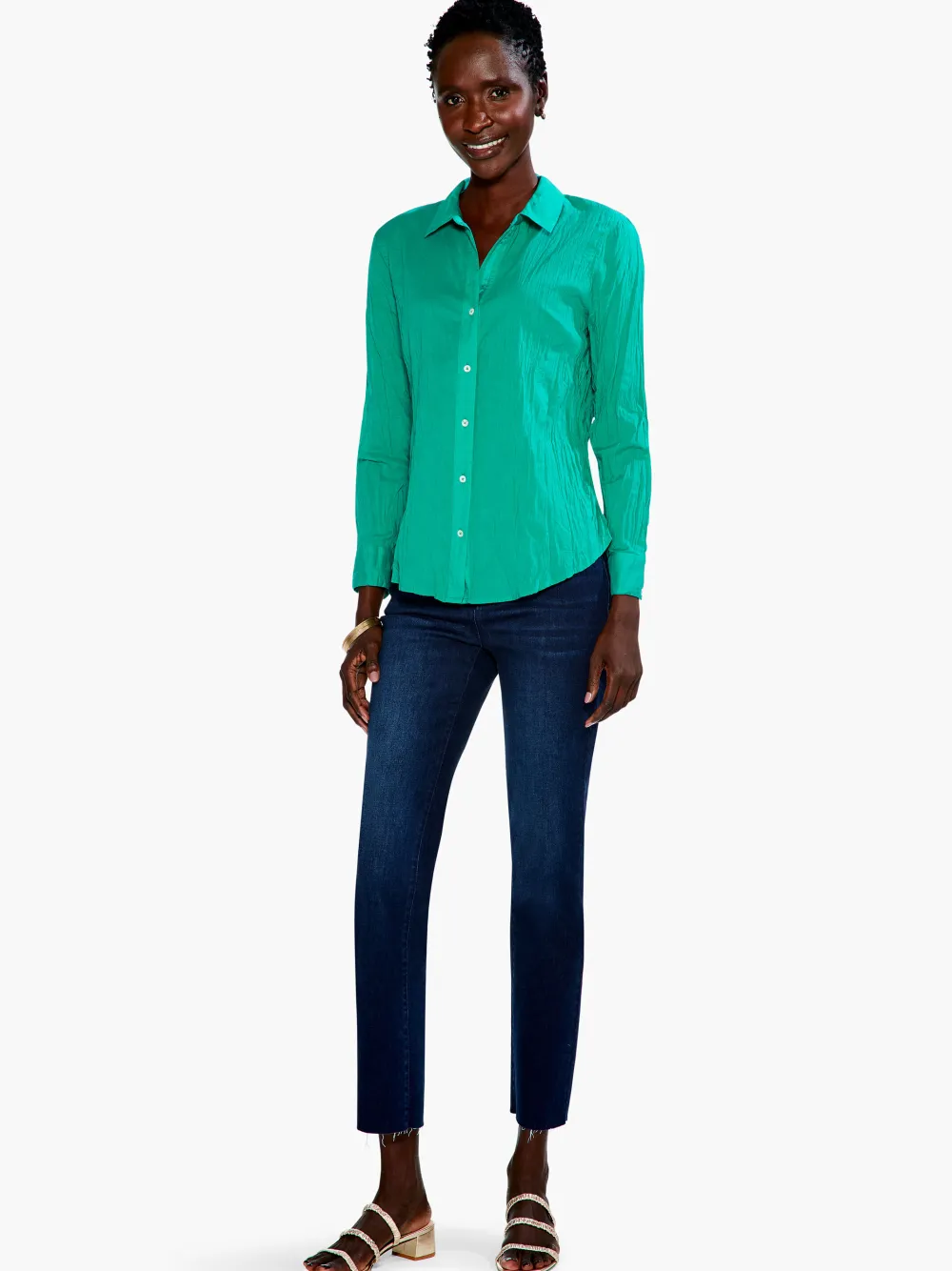 Shop NIC+ZOE Crinkle Shirt Bright Jade