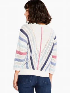 Cheap NIC+ZOE Crochet Angles Sweater Blue Multi