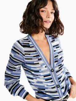Best NIC+ZOE Crochet Blues Cardigan Blue Multi