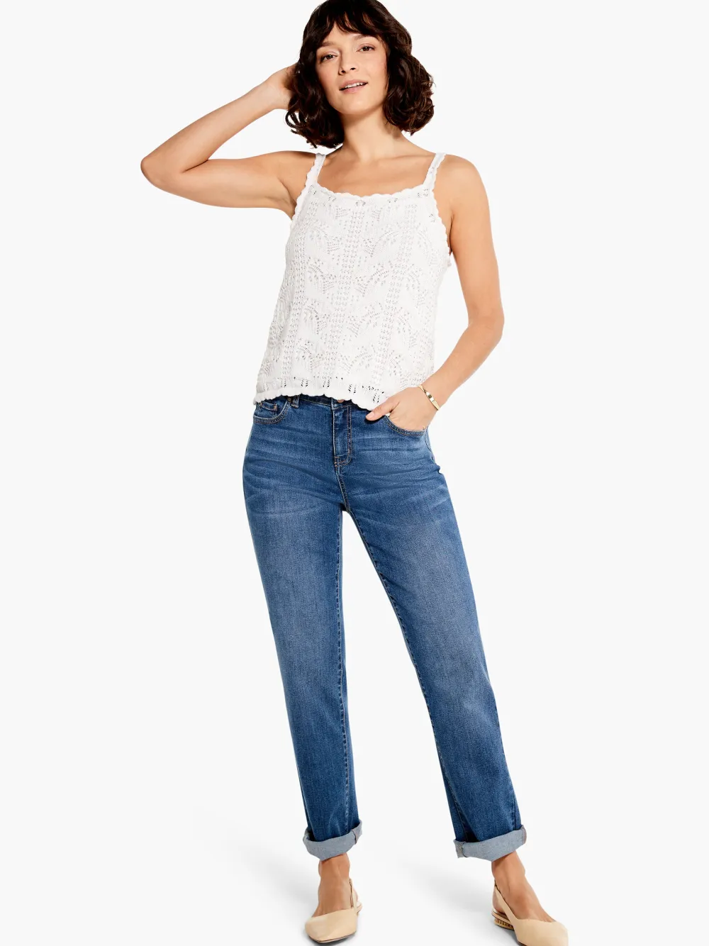 Fashion NIC+ZOE Crochet Cami Paper White