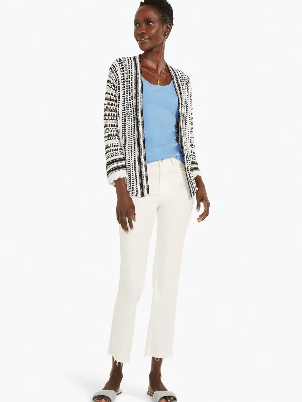 Shop NIC+ZOE Crochet Sky Cardigan Blue Multi