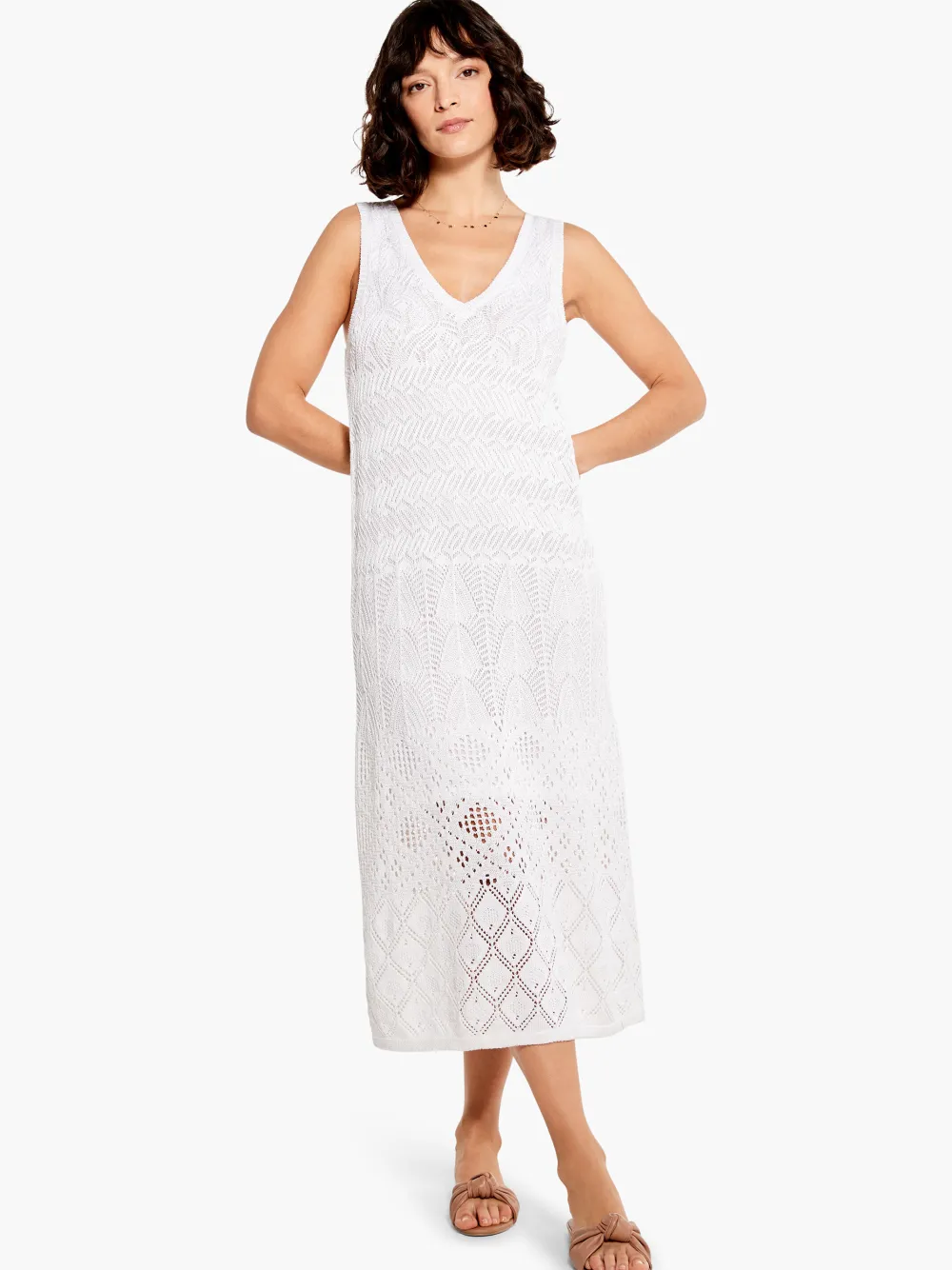 Online NIC+ZOE Crochet Statement Dress Paper White