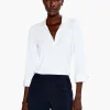 Cheap NIC+ZOE Drapey Rib Collared Top Paper White