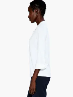 Cheap NIC+ZOE Drapey Rib Collared Top Paper White
