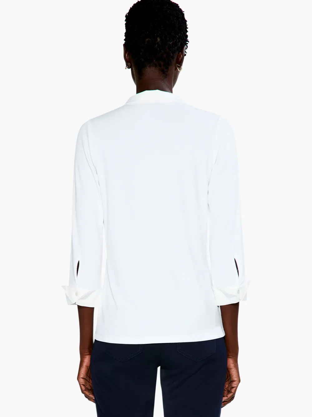 Cheap NIC+ZOE Drapey Rib Collared Top Paper White