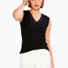 Store NIC+ZOE Drapey Rib Mesh Trim Tank Black Onyx