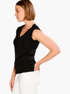 Sale NIC+ZOE Drapey Rib Mesh Trim Tank Black Onyx