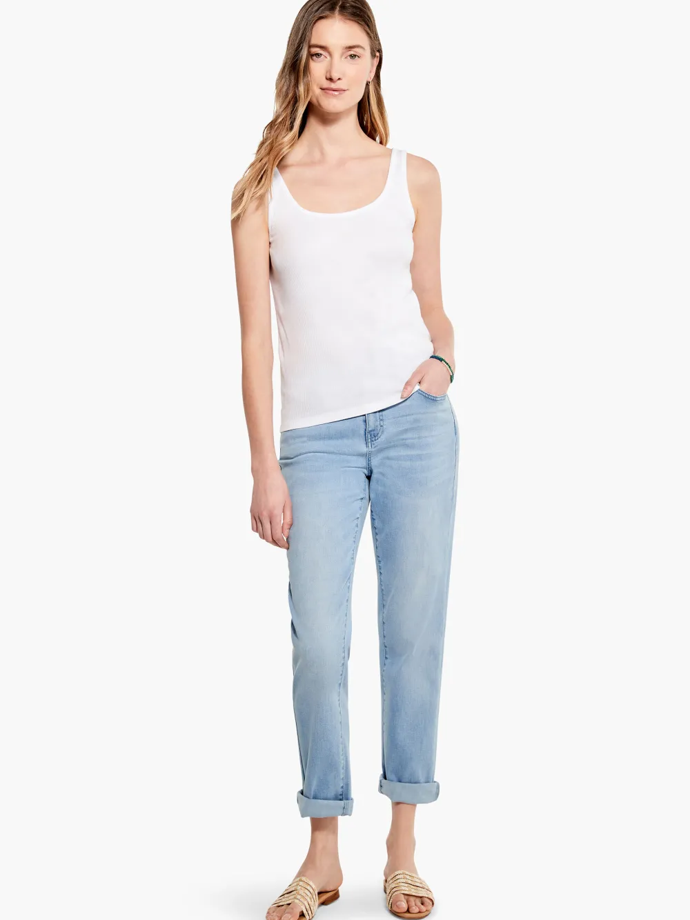 Flash Sale NIC+ZOE Drapey Rib Scoop Tank Paper White